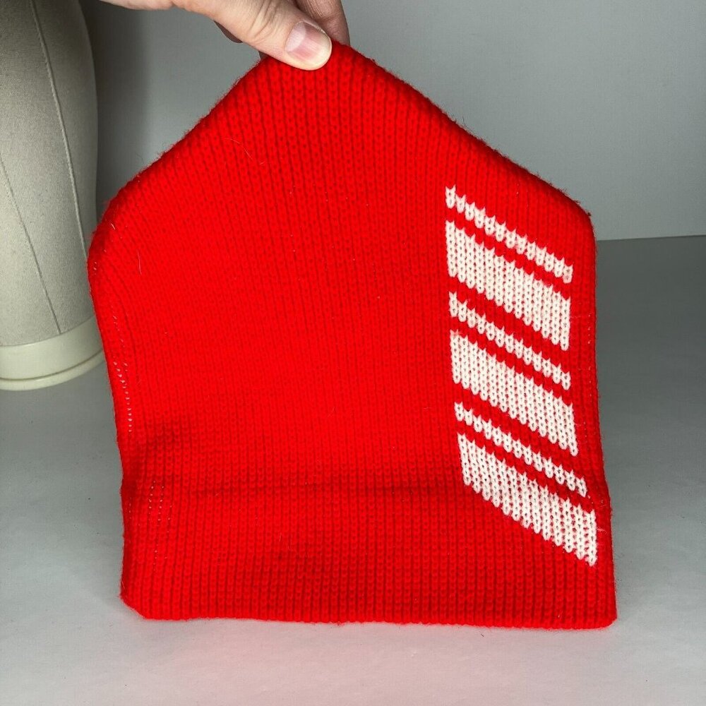 Vintage Red White Wool Beanie